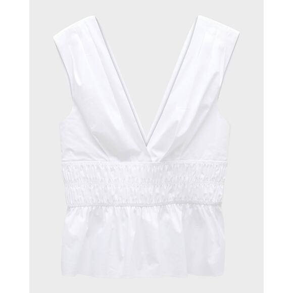 VERONICA BEARD Evra V-neck White Peplum Top - Picture 4 of 12